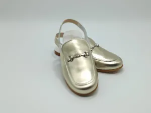 6306 Gold Horsebit Open Sling Back Shoes