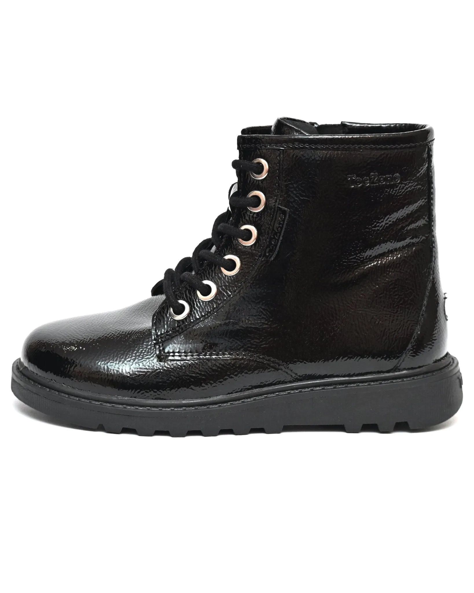 ABBY - Girls' Black Patent Leather Ankle Boots