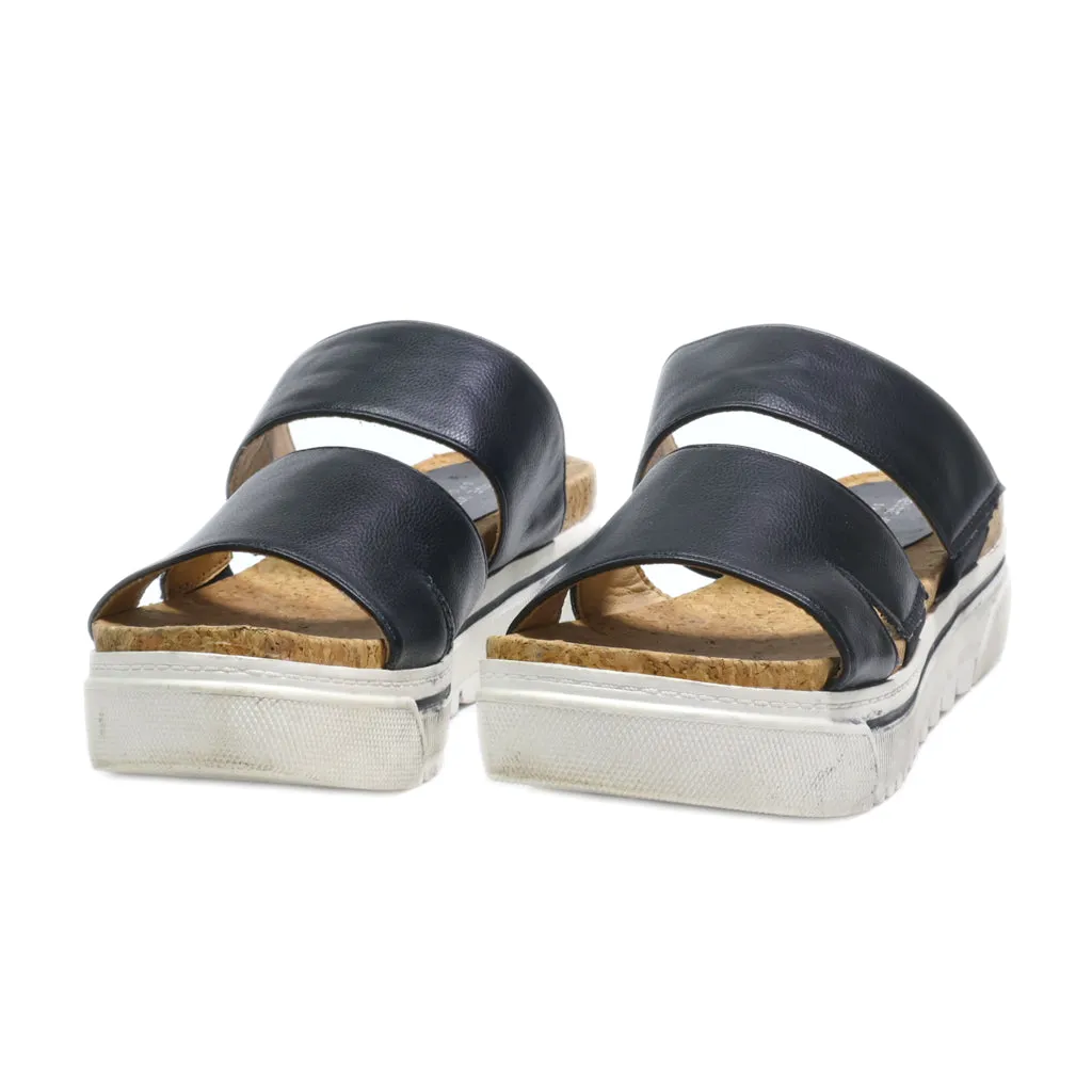 Adrienne Vittadini Flat Sandals Leather Black Colour For Women