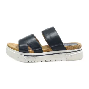 Adrienne Vittadini Flat Sandals Leather Black Colour For Women