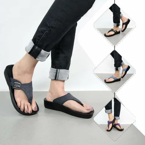 Aerosoft Denimre Adjustable Buckle Women’s T Strap Sandals