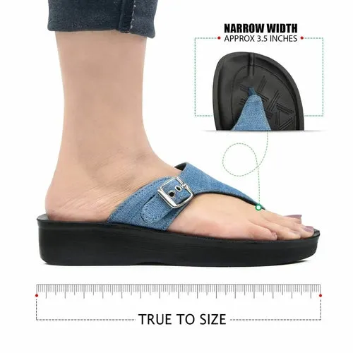 Aerosoft Denimre Adjustable Buckle Women’s T Strap Sandals