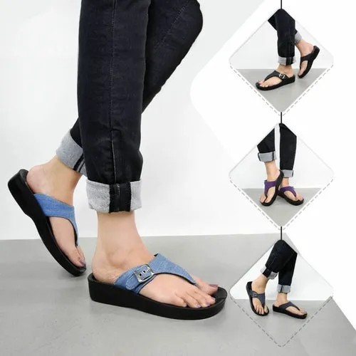 Aerosoft Denimre Adjustable Buckle Women’s T Strap Sandals