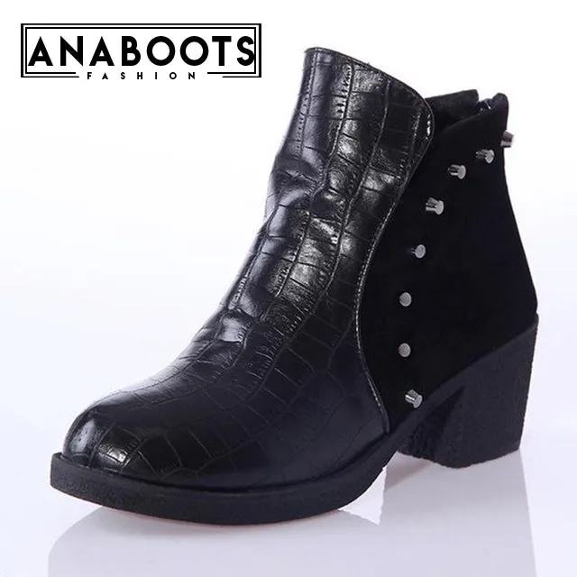 Ankle Fashion Rivets  Heels Western Boots