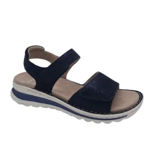 Ara Womens Sandal Leather Navy Shimmer Comfort Fit Sandal Tampa 2.0 - 12-47207