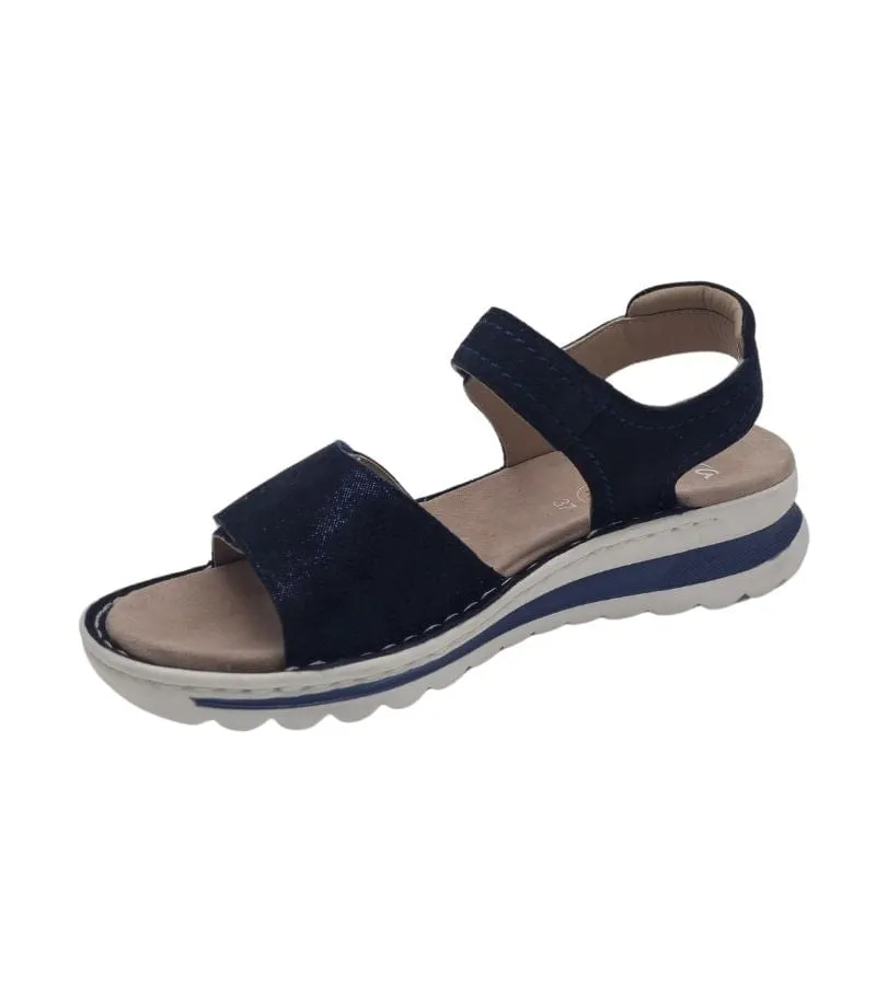 Ara Womens Sandal Leather Navy Shimmer Comfort Fit Sandal Tampa 2.0 - 12-47207