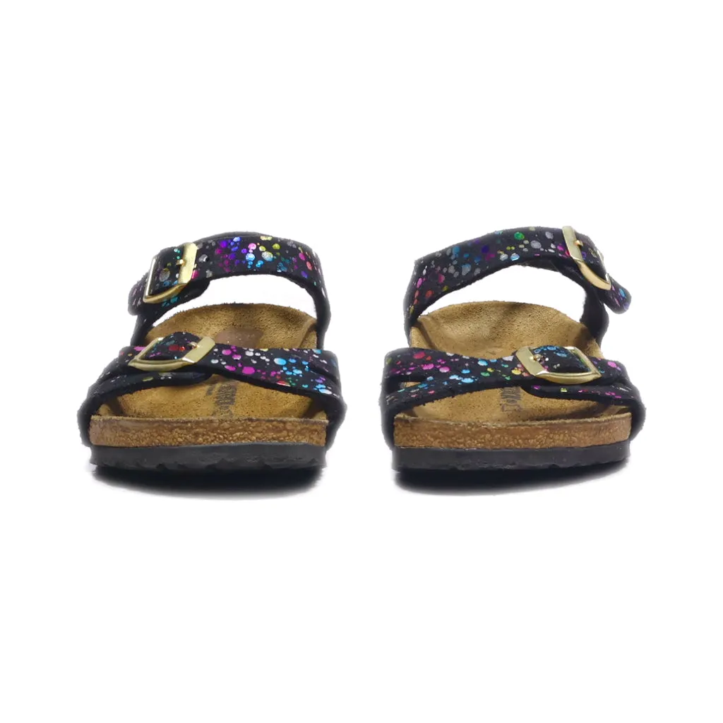 Birkenstock Flat Sandals Fabric Black Colour For Kids