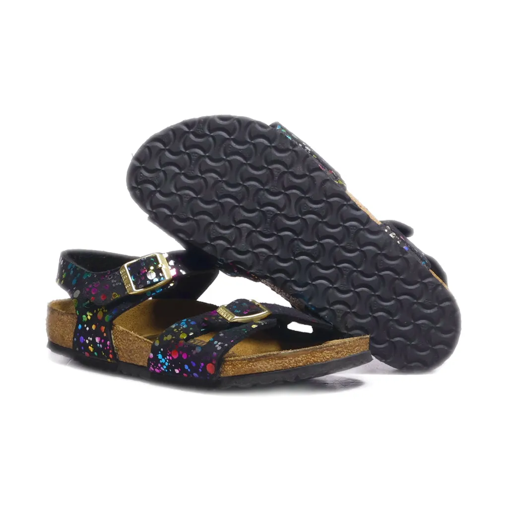 Birkenstock Flat Sandals Fabric Black Colour For Kids