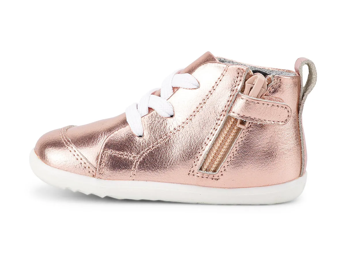 Bobux Alley Oop Girls Infants Rose Gold Lace Boot