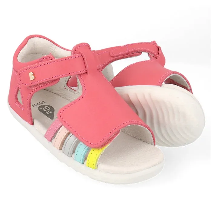 Bobux Step Up Mirror Leather Sandal Guava Bright Pink Rainbow 727341