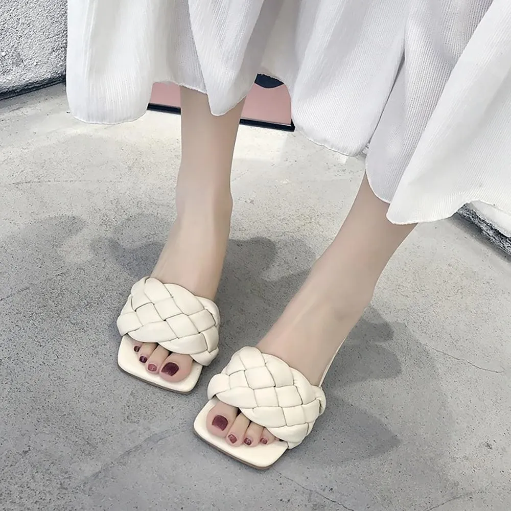 Braided Open Toe Slip-on Sandals