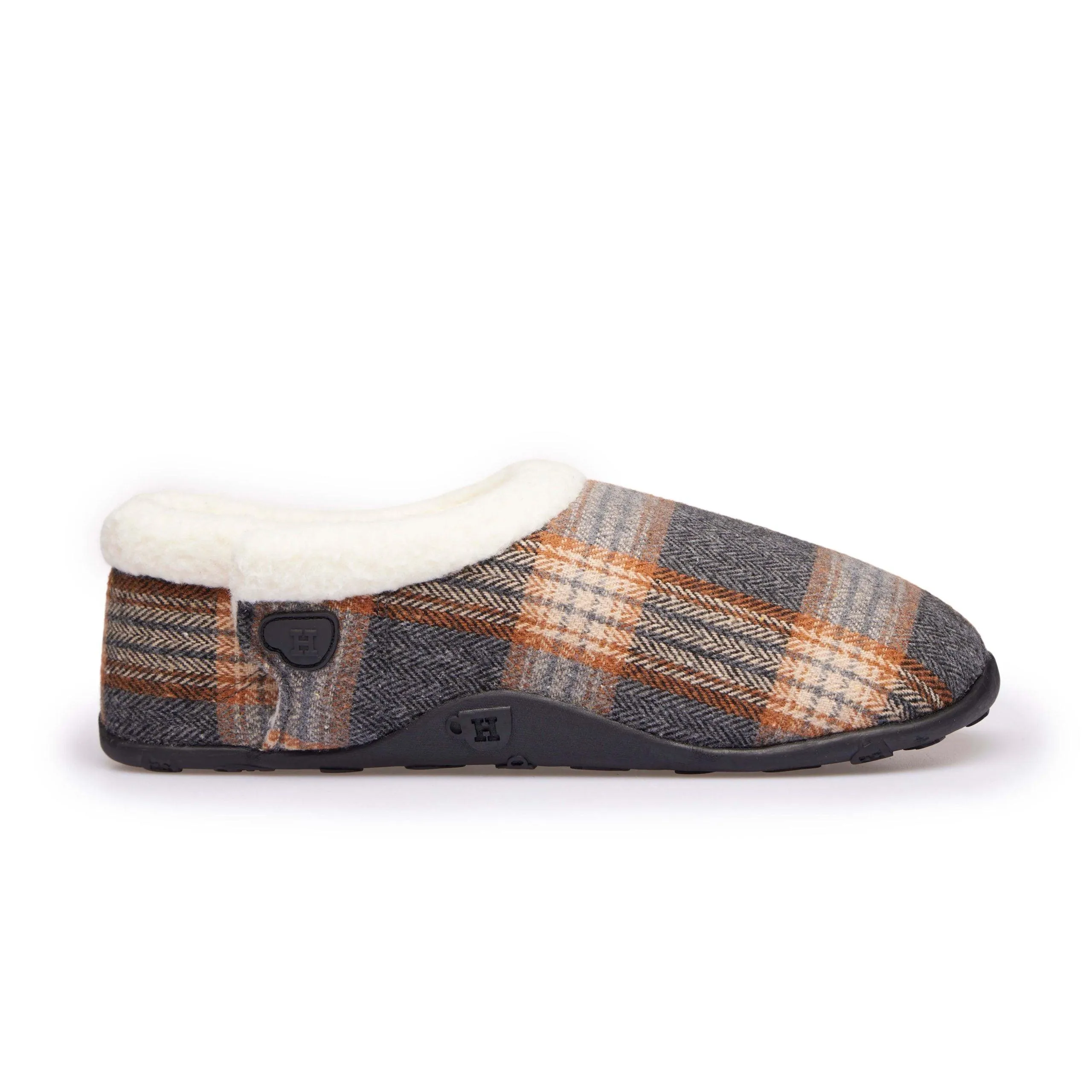 Bruce - Grey Rust Check Men's Slippers