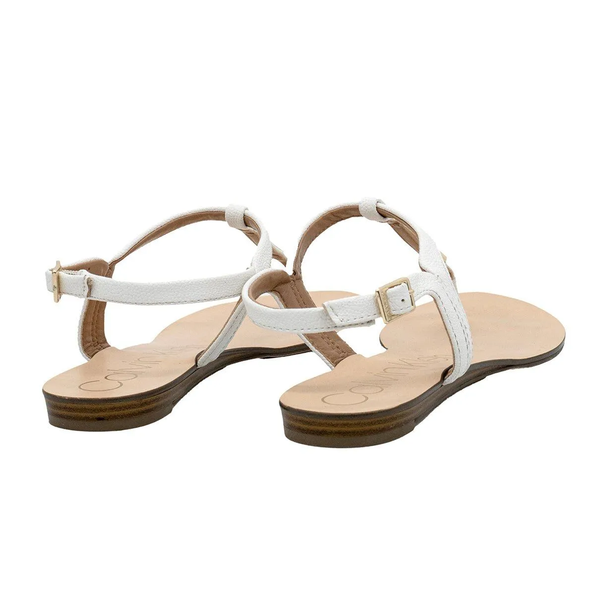 Calvin Klein Samira Flat Sandals White Colour For Women