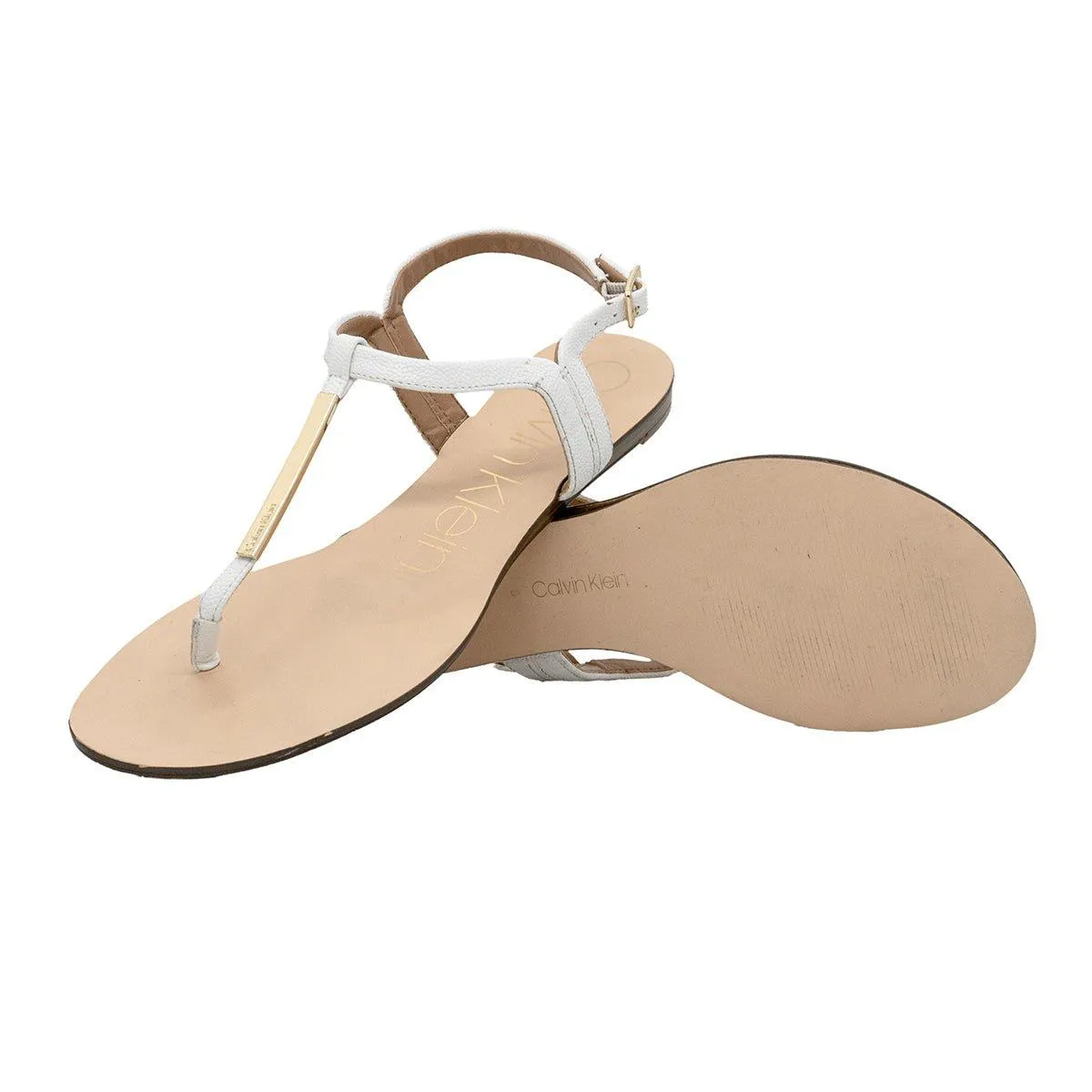 Calvin Klein Samira Flat Sandals White Colour For Women