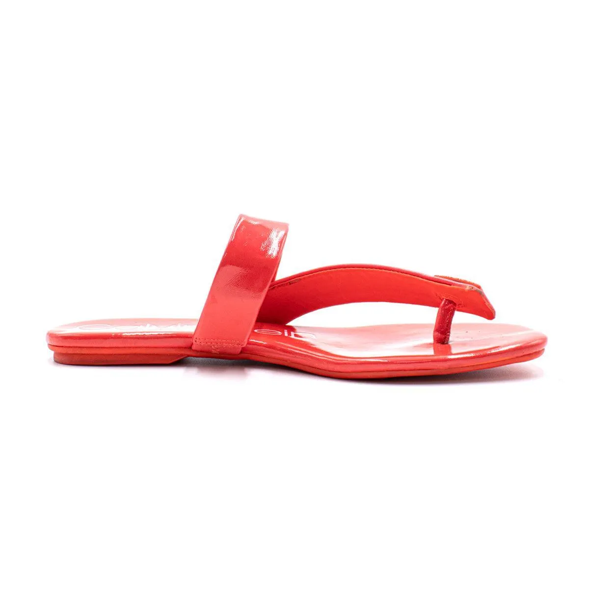 Calvin Klein Saurin Flat Sandals Leather Orange Colour For Women