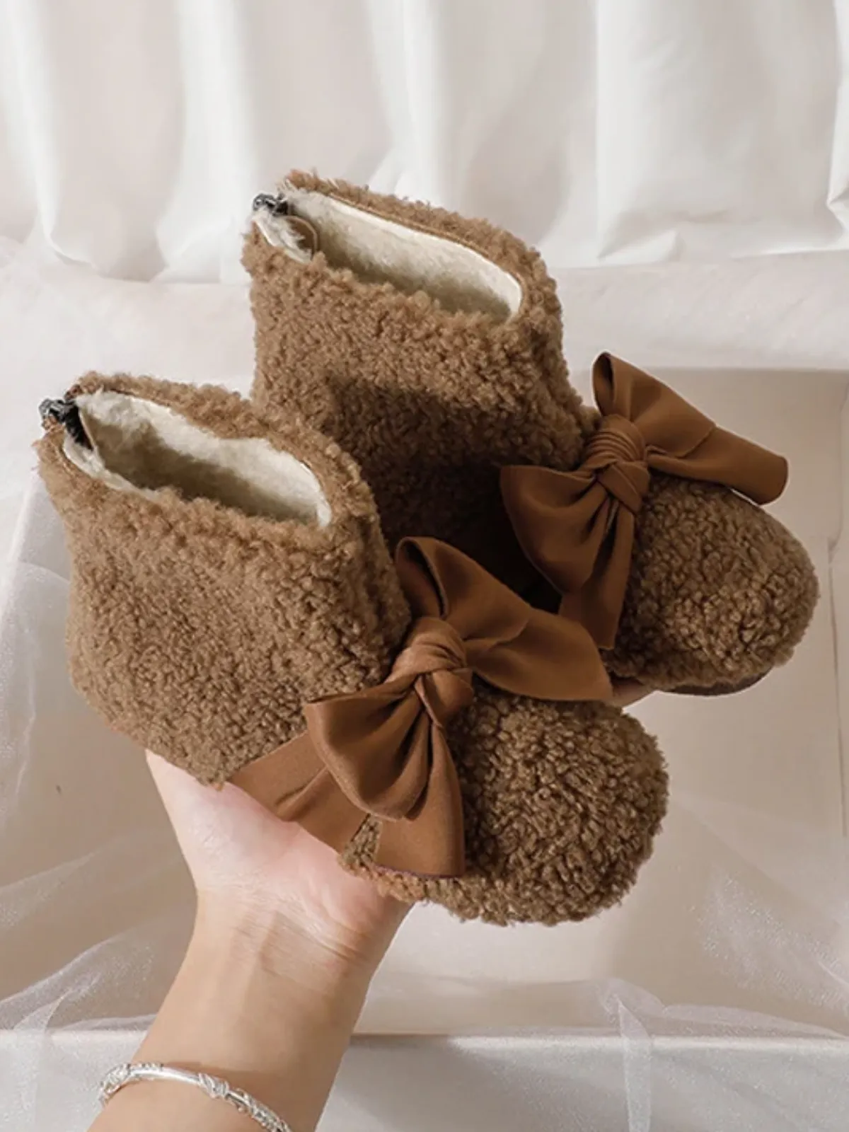 Catching Snowflakes Faux Fur Booties By Liv and Mia