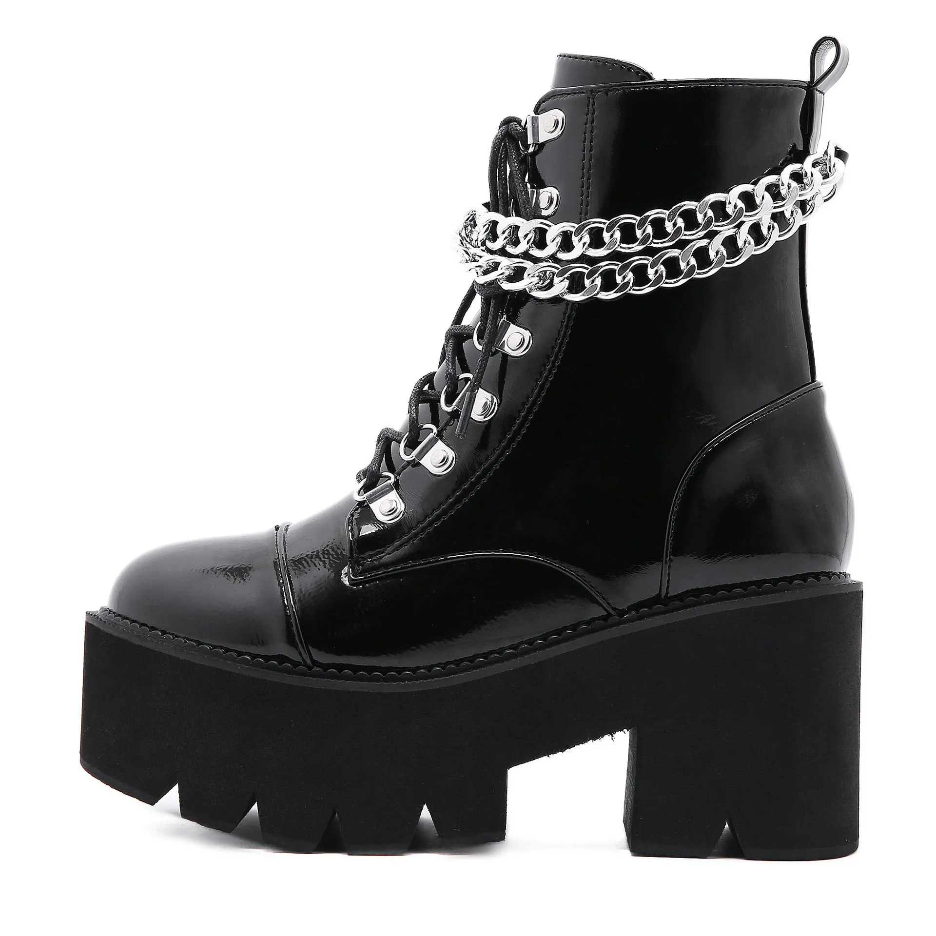 Chain Goth Punk Platform Ankle Boots