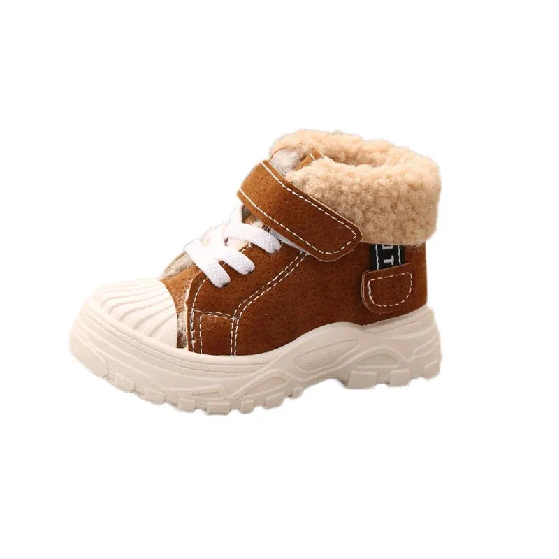 Children Warm Boots Winter New Boys Plus Thicken Velvet Cotton Shoes Girls Waterproof Short Boots Baby Cotton Boots