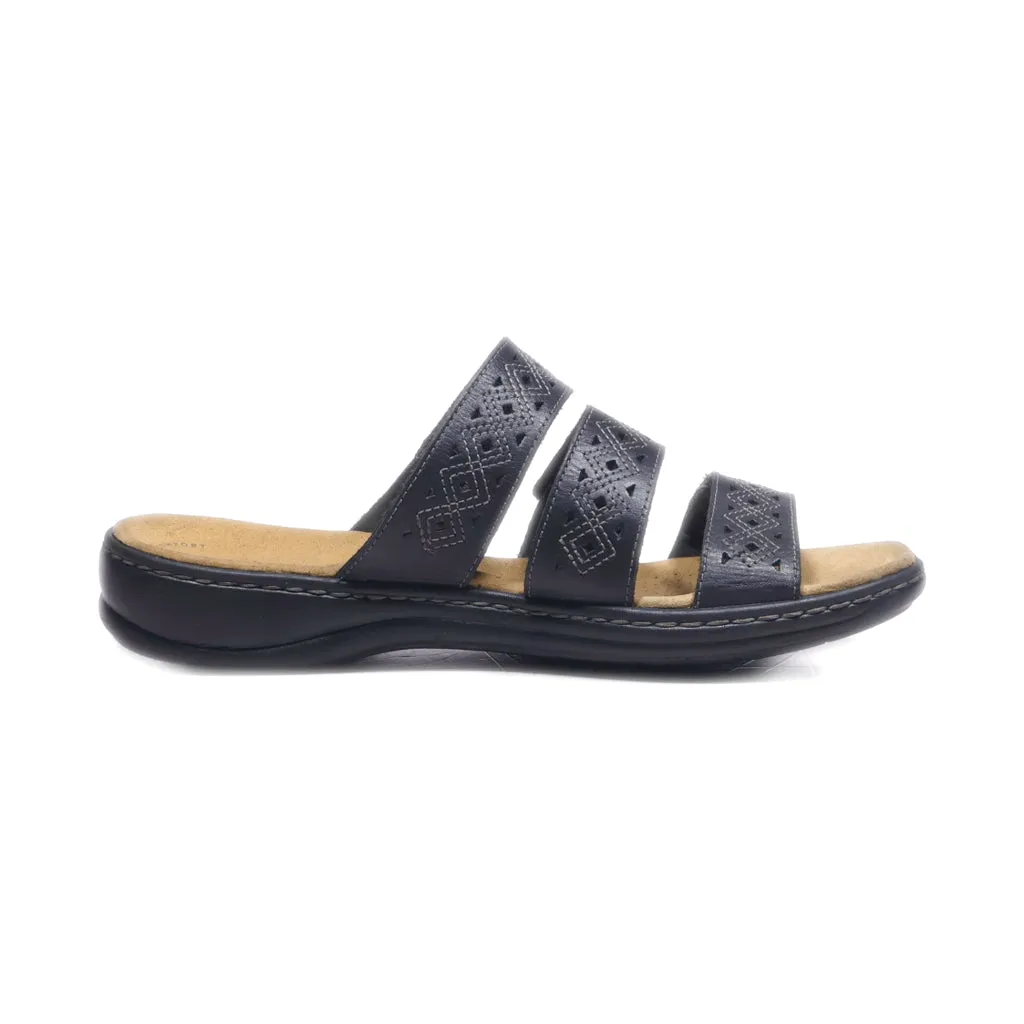 Clarks Flat Sandals Fabric Black Colour For Women