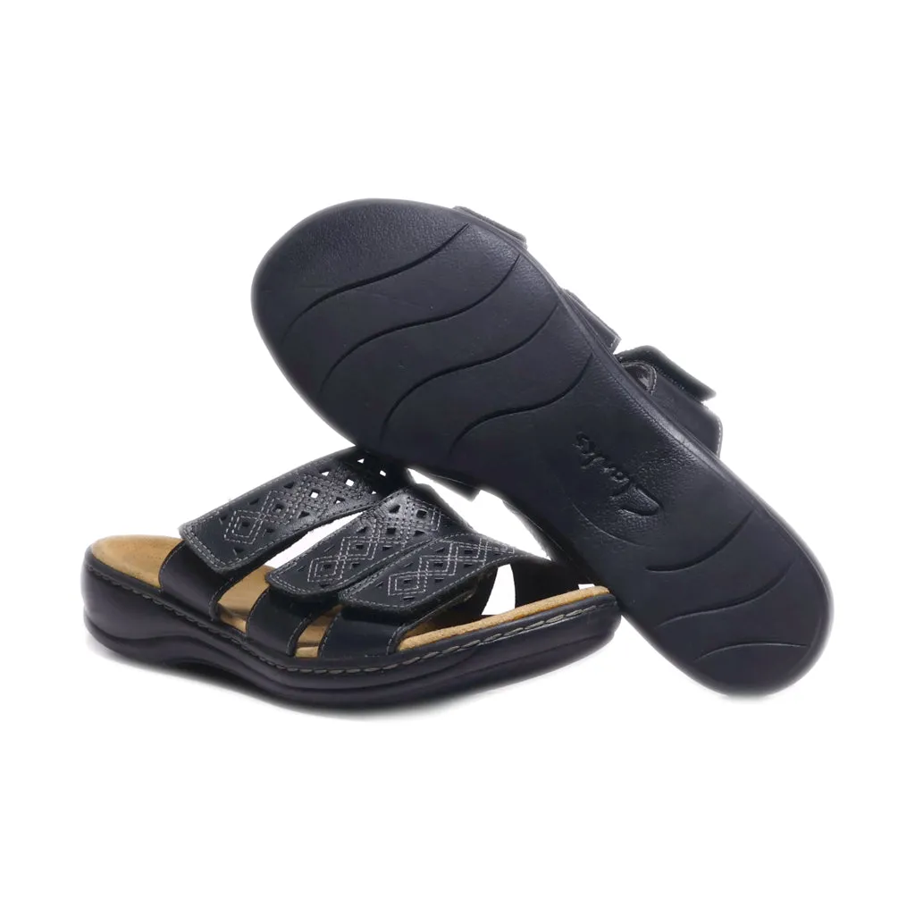 Clarks Flat Sandals Fabric Black Colour For Women