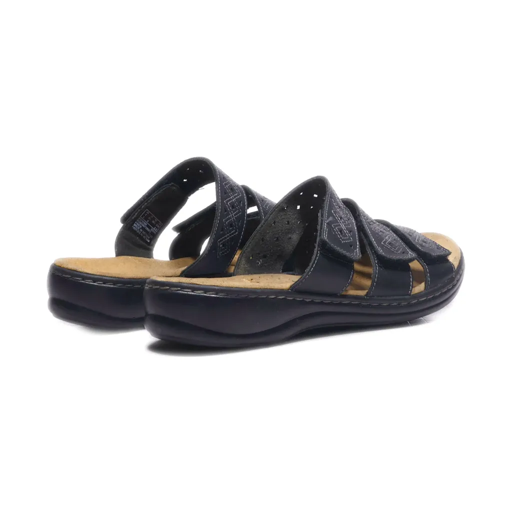 Clarks Flat Sandals Fabric Black Colour For Women