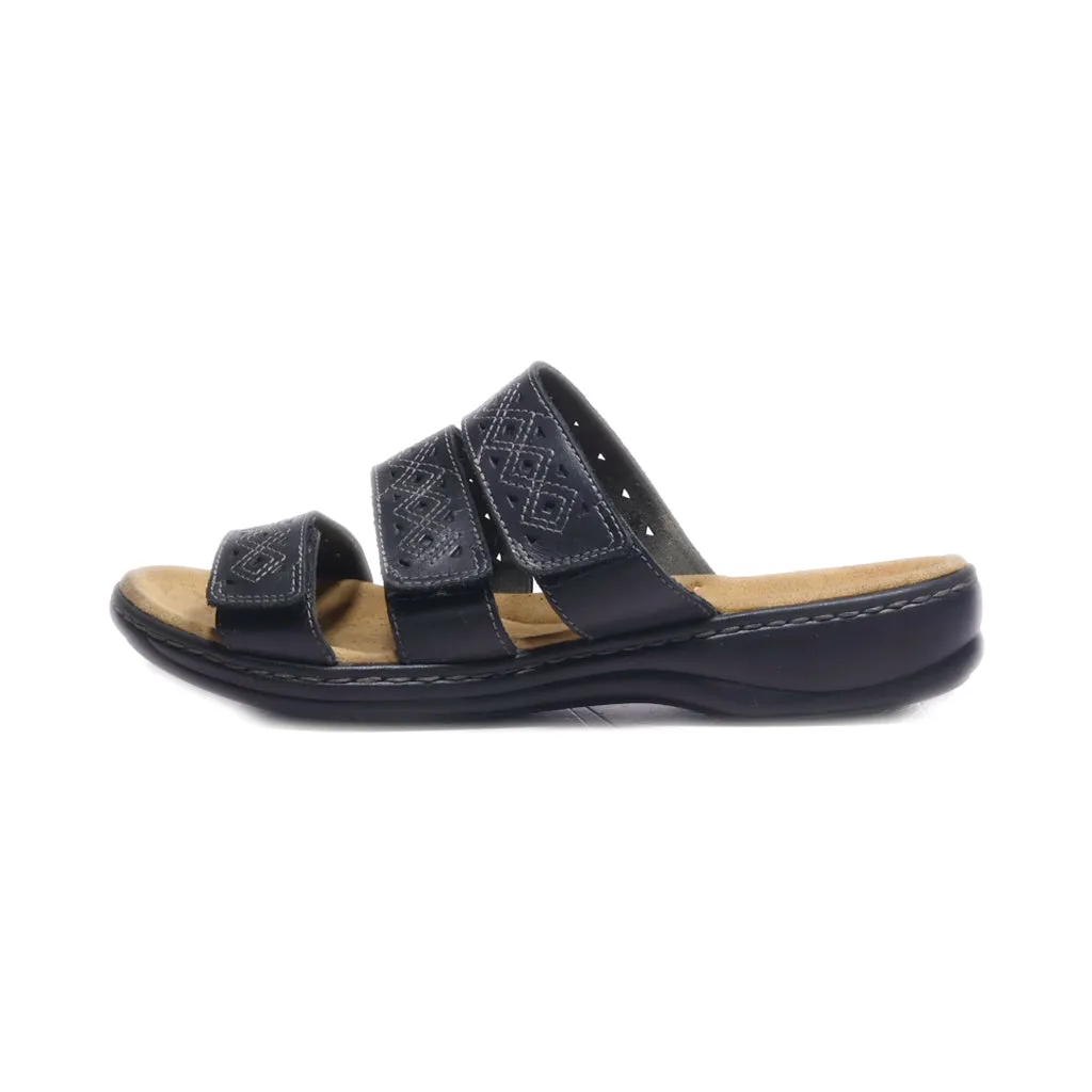 Clarks Flat Sandals Fabric Black Colour For Women