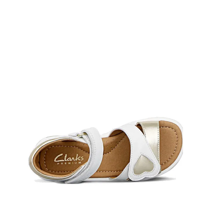 Clarks - Girls Pippa White Leather Sandals E Average Width