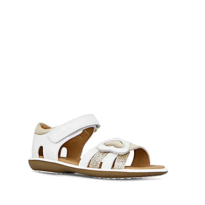 Clarks - Girls Pippa White Leather Sandals E Average Width