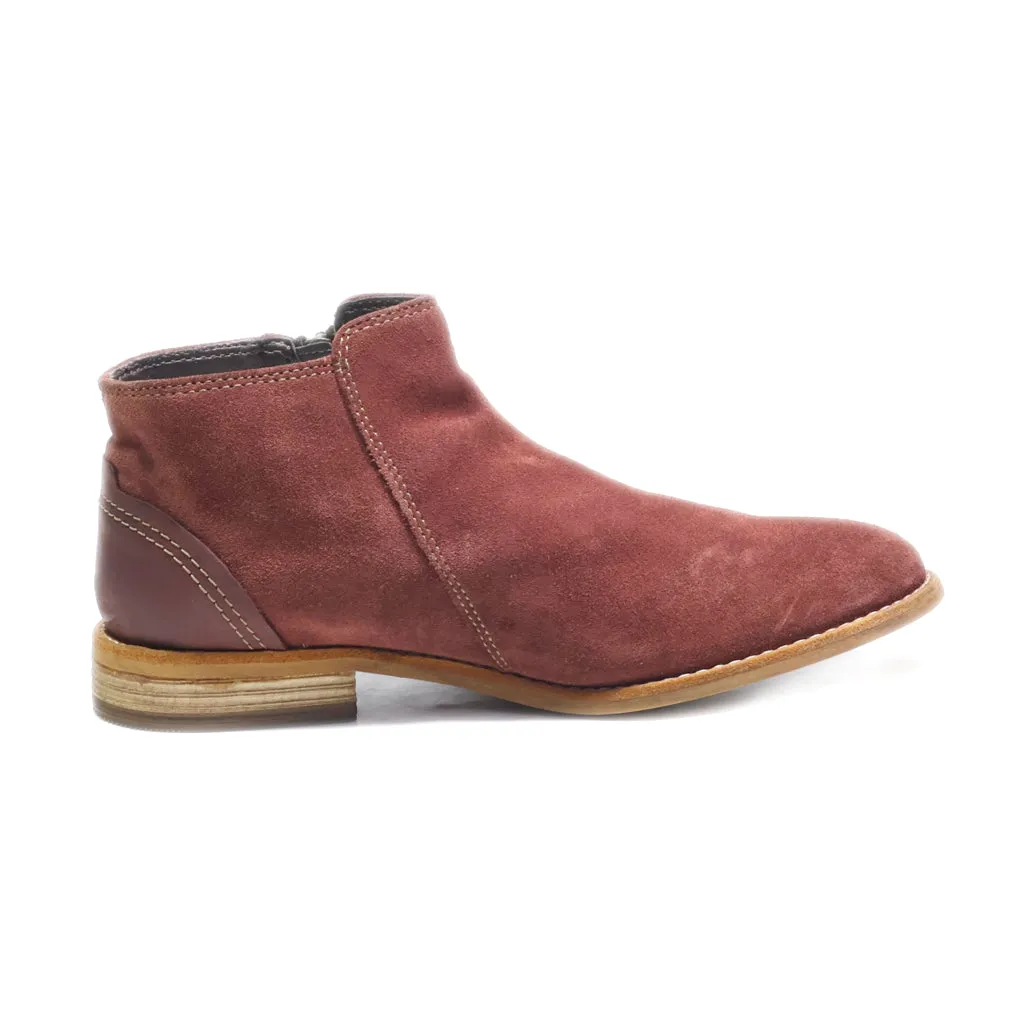 Clarks Juno Ankle Boots Suede Maroon Colour For Women