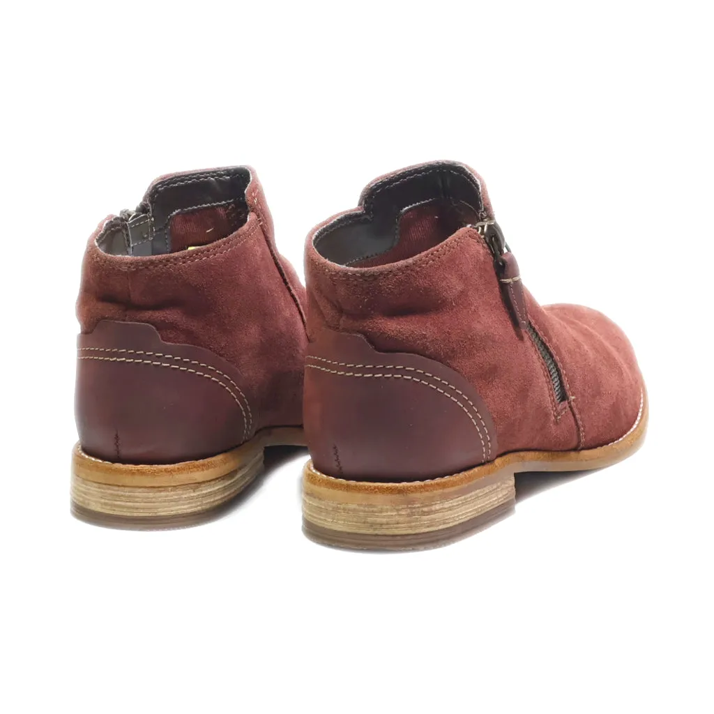 Clarks Juno Ankle Boots Suede Maroon Colour For Women