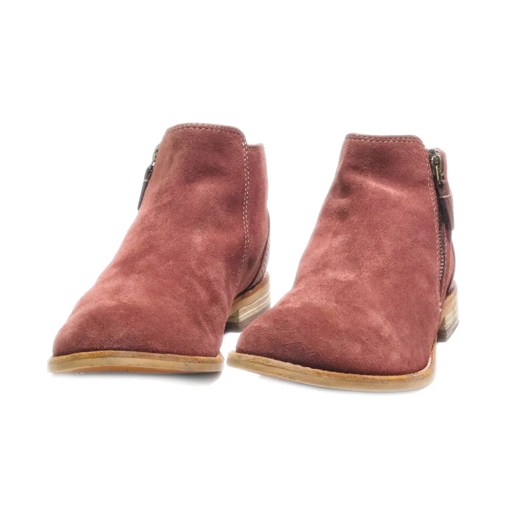 Clarks Juno Ankle Boots Suede Maroon Colour For Women