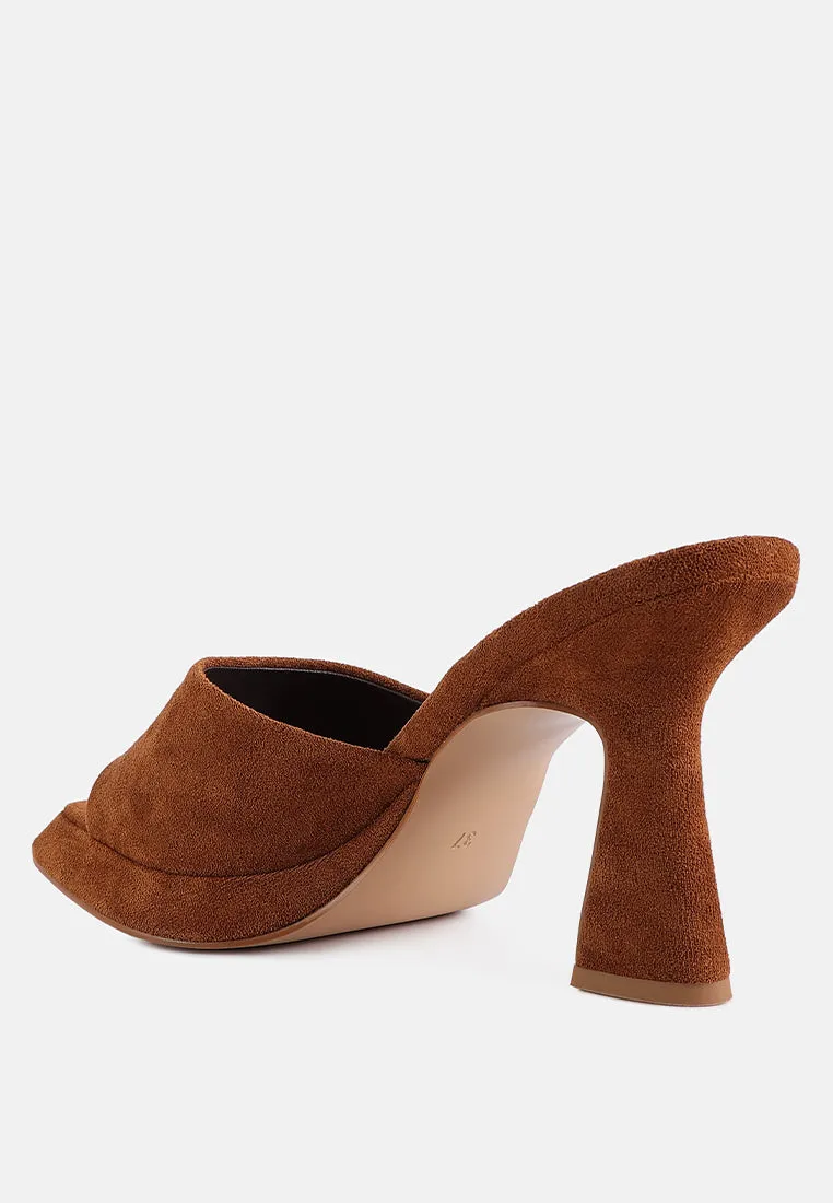 Copyme Micro Suede Slip On Spool Heel Sandals