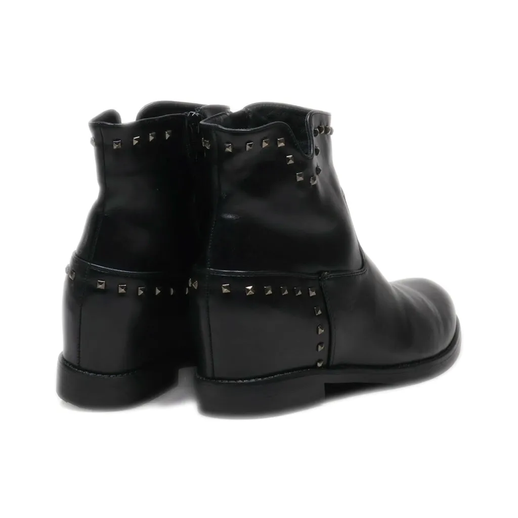 Dame Rose Ankle Boots Leather Black Colour For Women