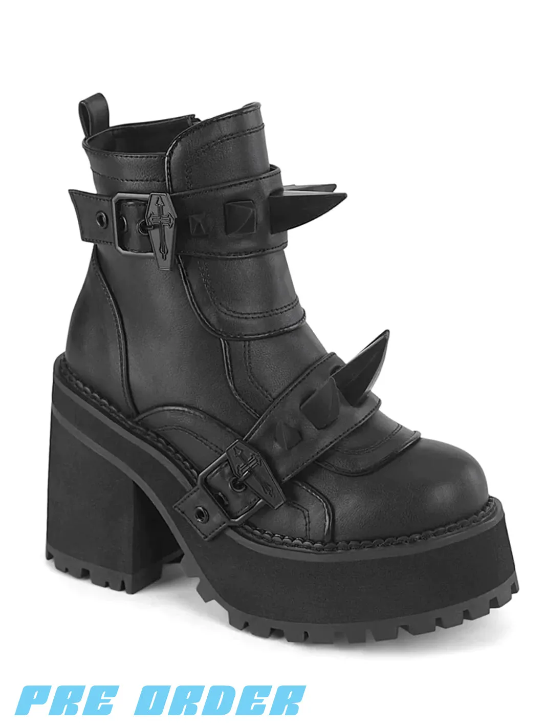 DEMONIA ASSAULT-72 - BLACK VEGAN LEATHER  ✰ PRE ORDER ✰