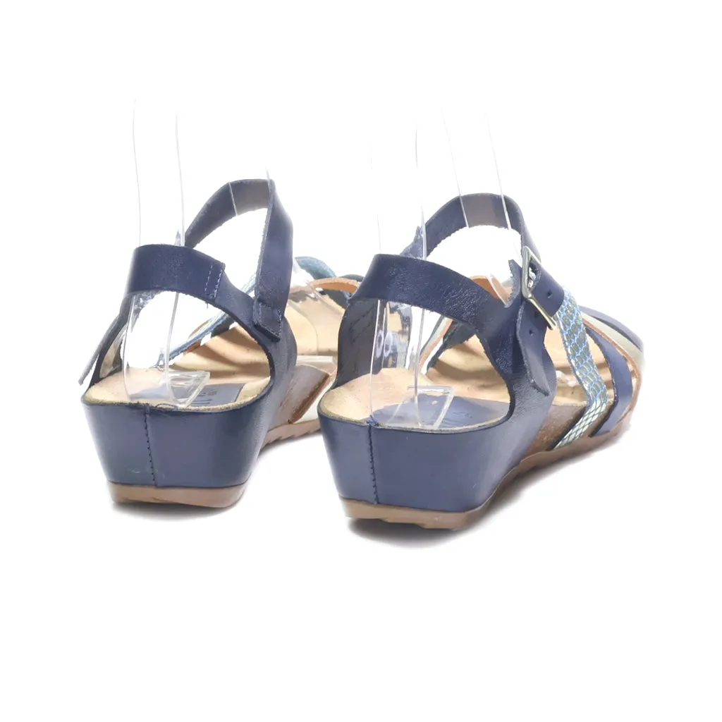 Eram Flat Sandals Leather Blue Colour For Women