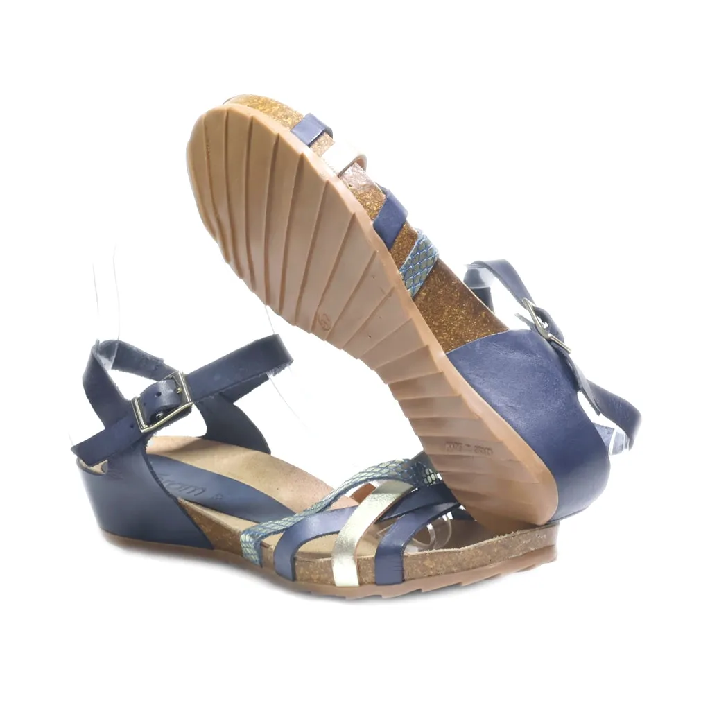 Eram Flat Sandals Leather Blue Colour For Women