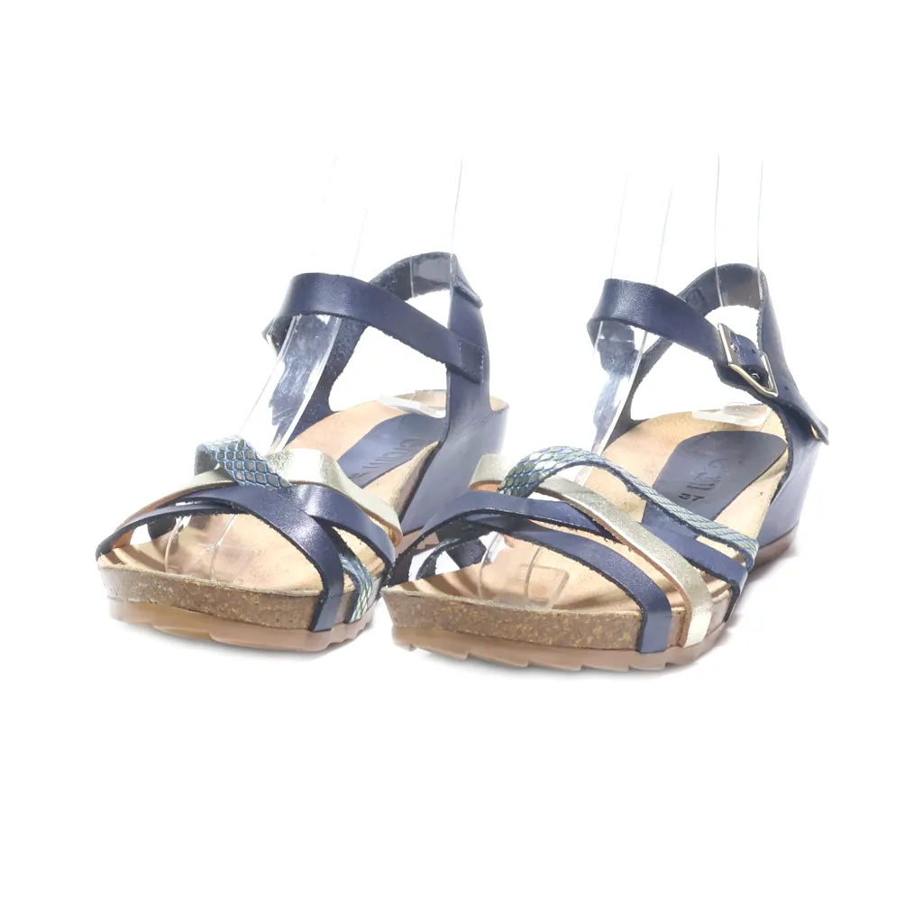 Eram Flat Sandals Leather Blue Colour For Women