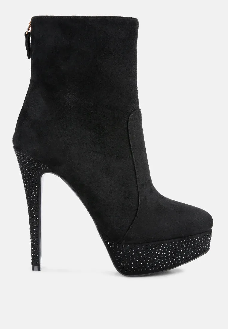 Espiree Microfiber High Heeled Ankle Boots