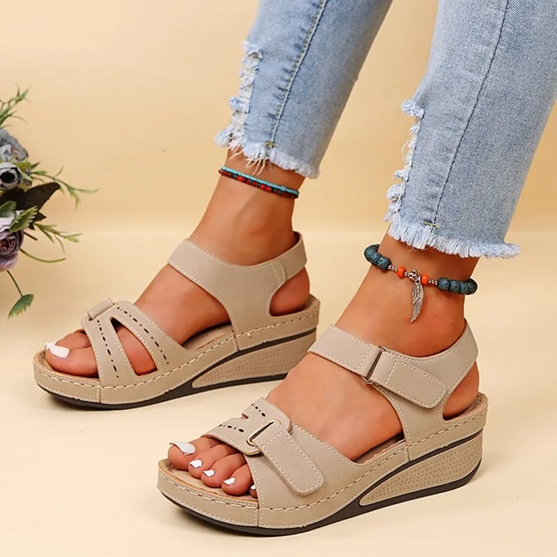 FUNMARS Sweet Slip-on Low Wedge Sandal Shoes