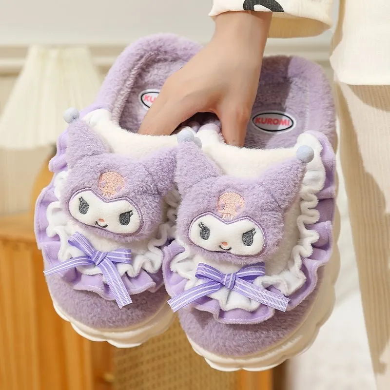 Fuzzy Lace House Slippers