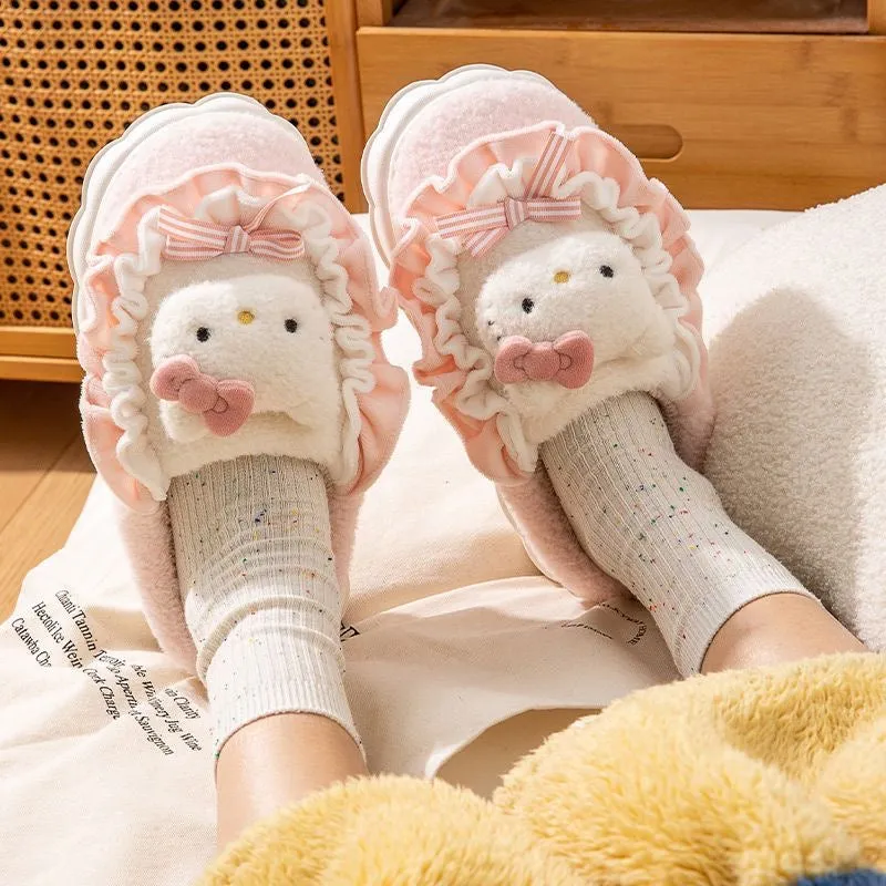 Fuzzy Lace House Slippers