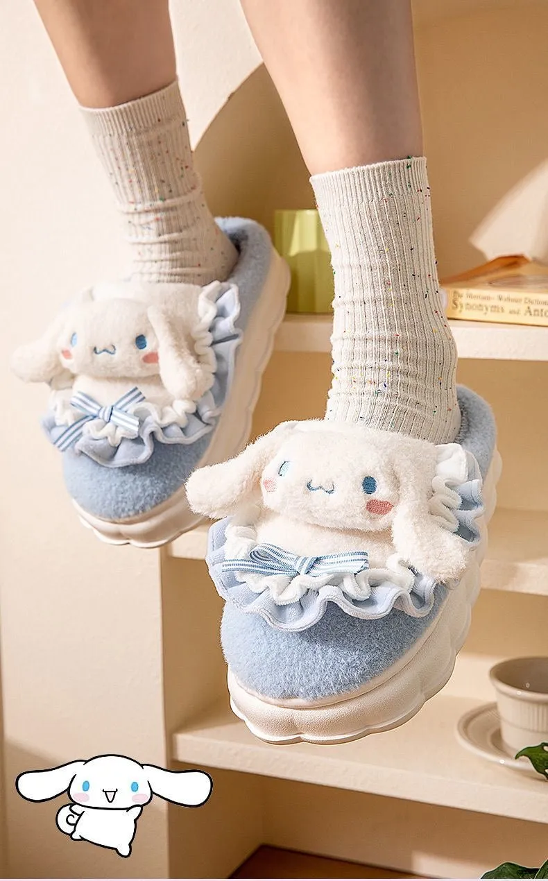 Fuzzy Lace House Slippers