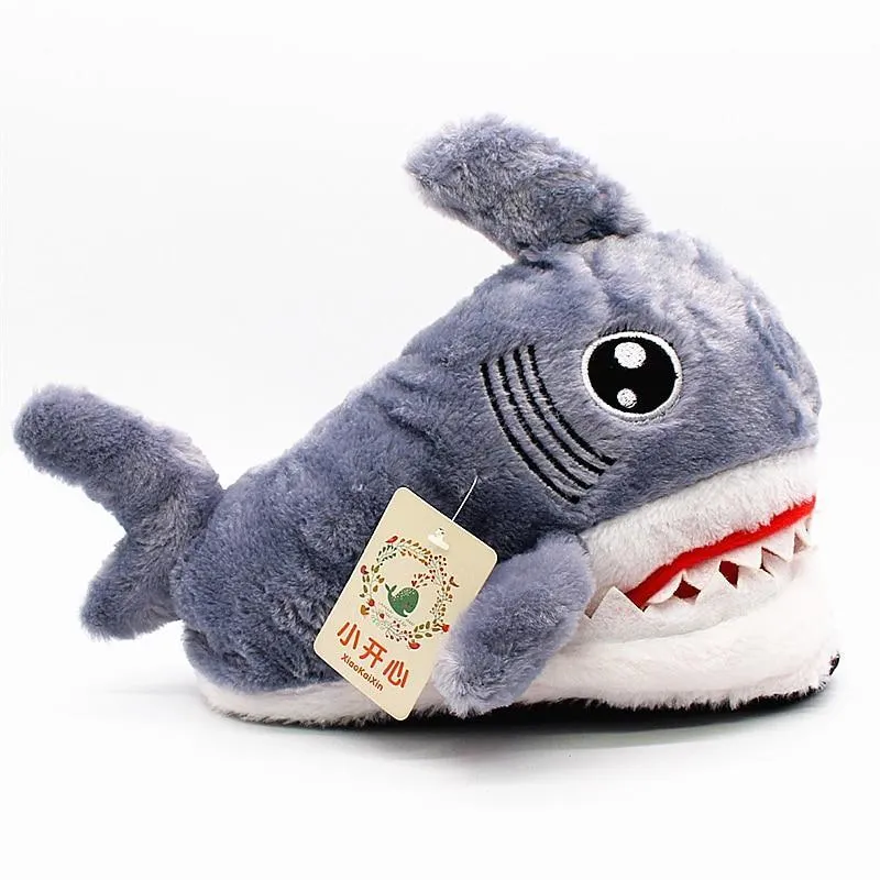 Fuzzy Shark Slippers