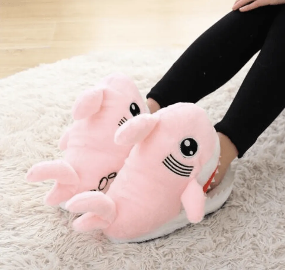 Fuzzy Shark Slippers