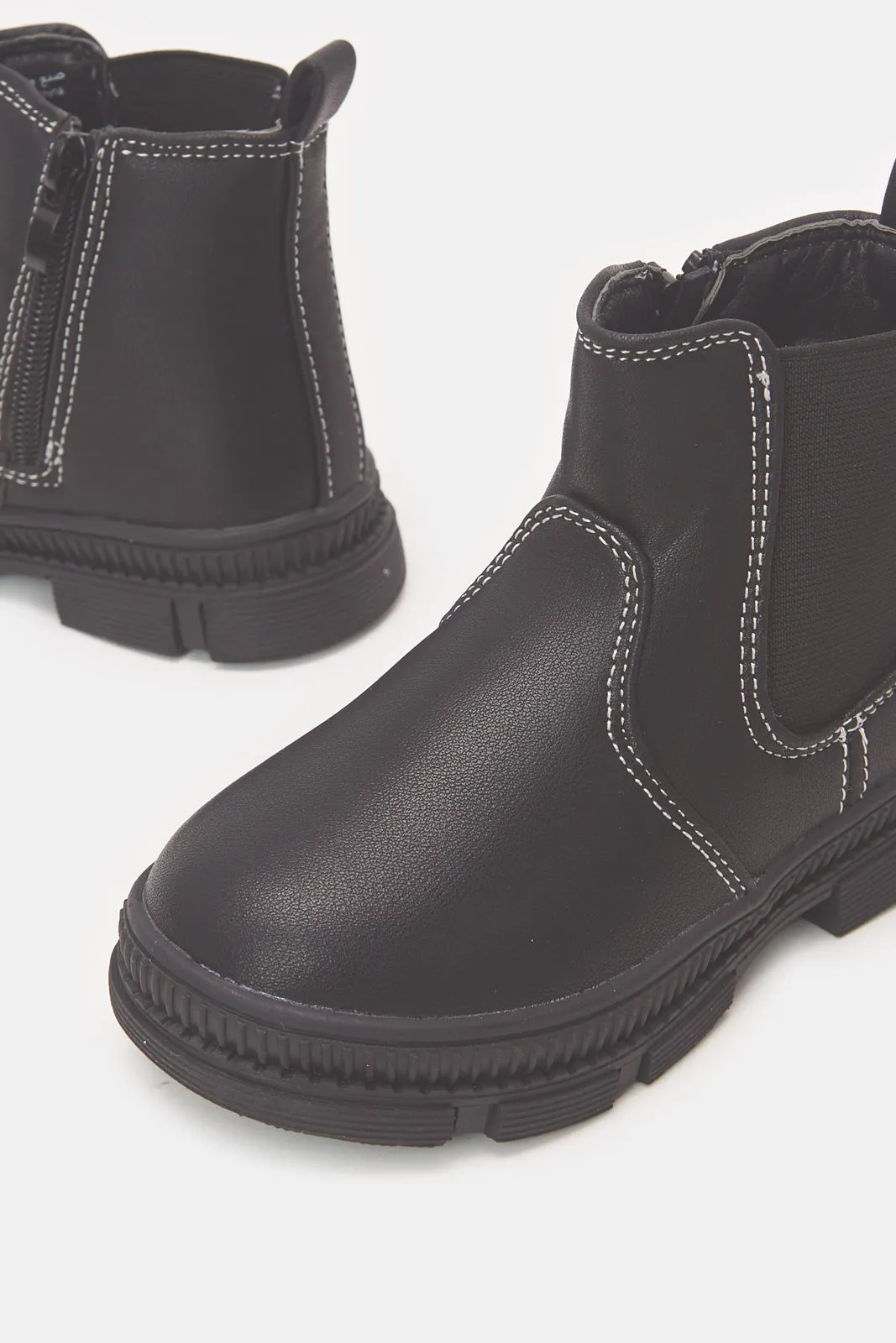 Girls Black Solid Ankle Boot