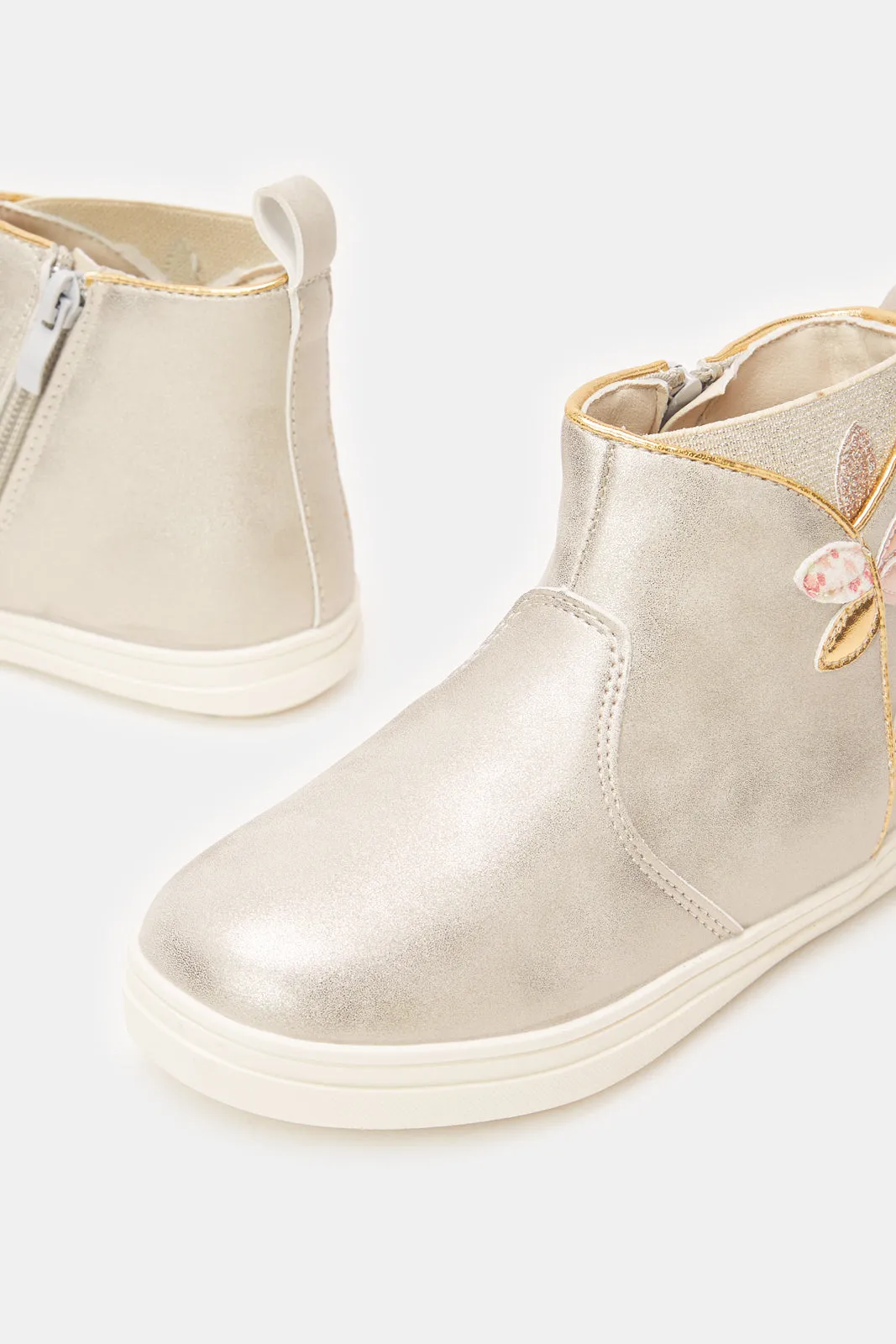 Girls Gold Floral Chelsea Boot