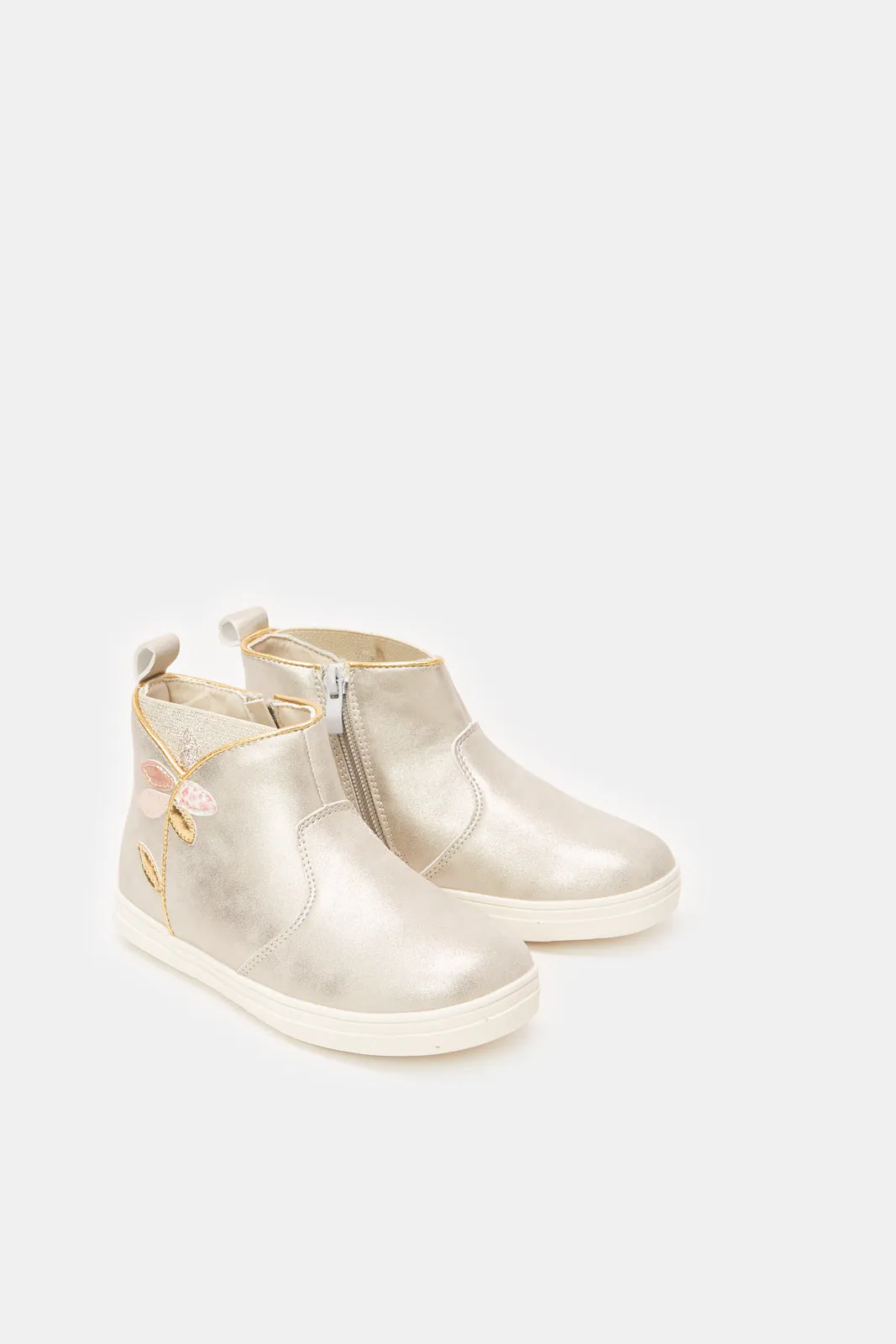 Girls Gold Floral Chelsea Boot