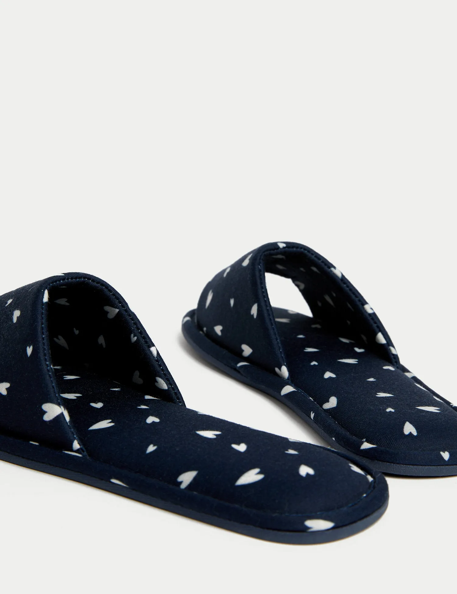 Heart Print Open Toe Slider Slippers