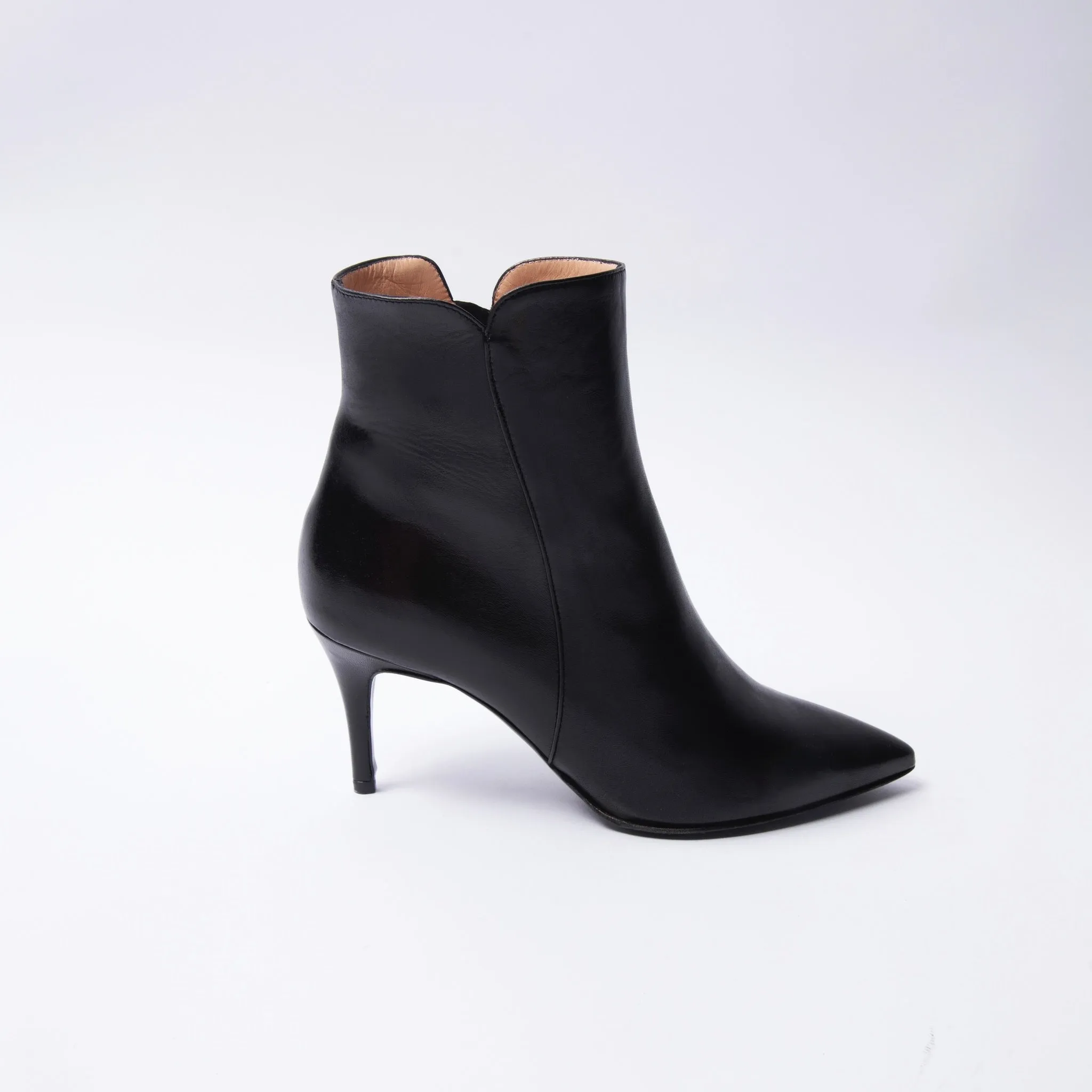 Heeled Booties in Black Leather