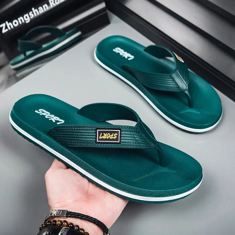 Hnzxzm Cool Men Casual Sandals Flip Flops Quick Drying Youth Fashion Walking Sandals Green White Seaside Beach Water Swimming Slippers